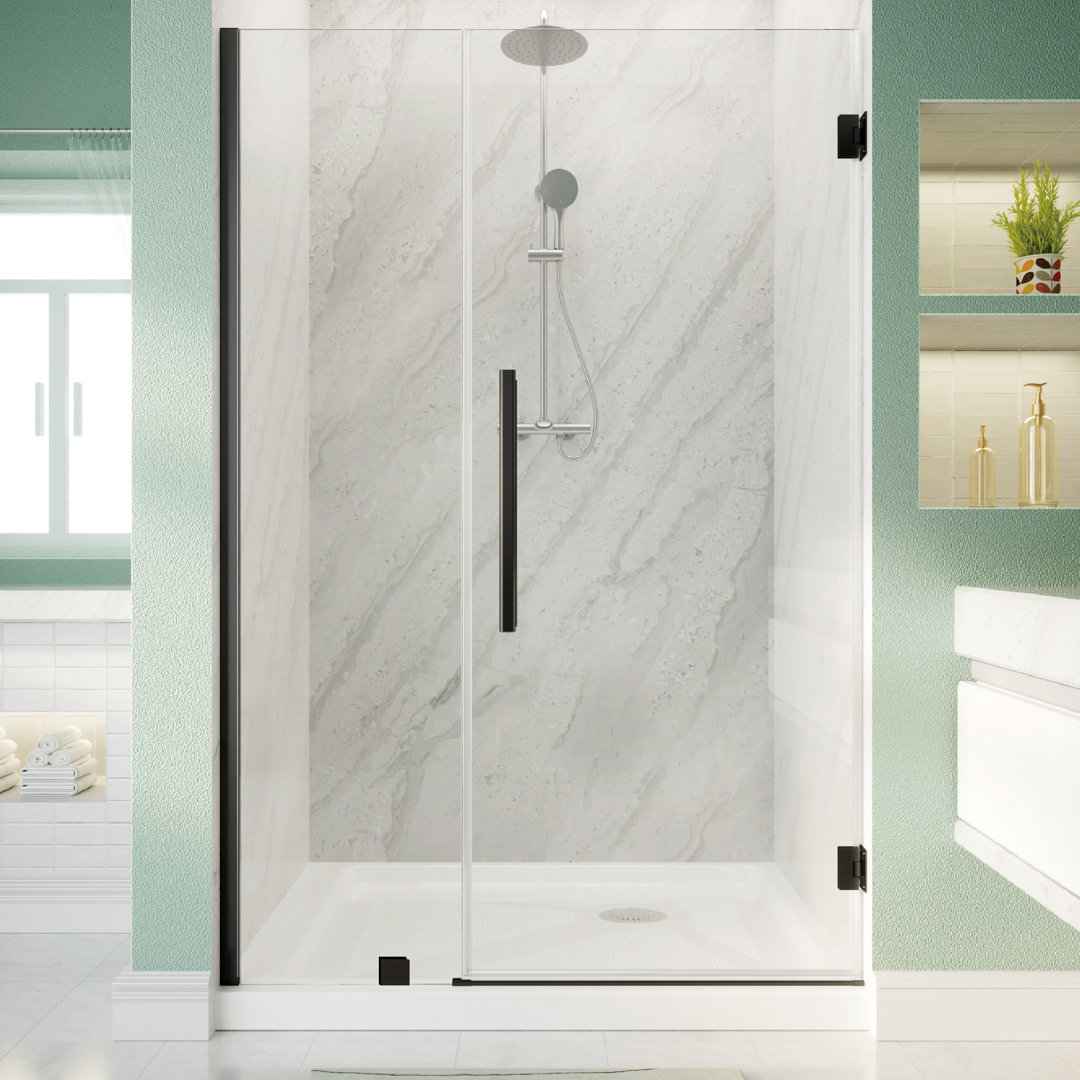 47" - 48" W x 72" H Hinged Frameless Shower Door With 5/16" (8mm) Tempered Glass